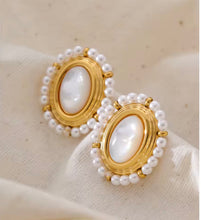 Load image into Gallery viewer, Vintage mother of pearl and mini pearl earrings
