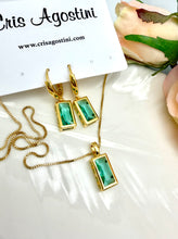Load image into Gallery viewer, Rectangular tourmaline crystal box chain set
