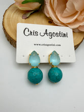 Load image into Gallery viewer, Turquoise ball drop crystal base earrings
