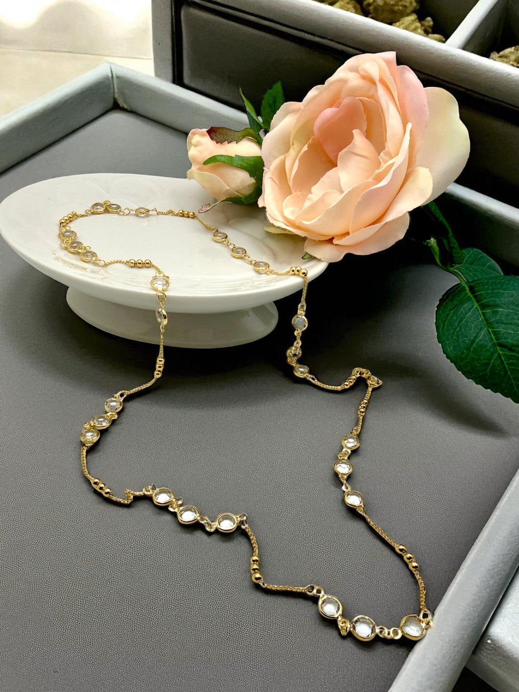 Long Tiffy tiny ball detail necklace