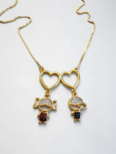 Load image into Gallery viewer, Two kids colorful clothes heart necklace
