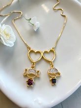Load image into Gallery viewer, Two kids colorful clothes heart necklace
