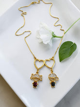 Load image into Gallery viewer, Two kids colorful clothes heart necklace
