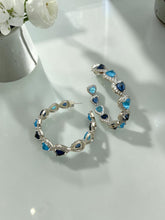 Load image into Gallery viewer, Shades of colors heart crystal hoop earrings

