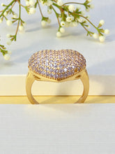 Load image into Gallery viewer, Large heart studded cz on top ring
