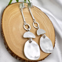 Load image into Gallery viewer, Long organic exclusive silver plated earrings
