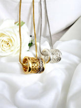 Load image into Gallery viewer, Openwork barrel pave cz band necklace
