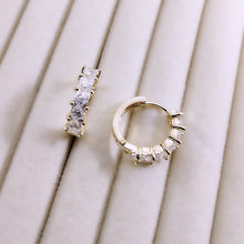 Load image into Gallery viewer, Square diamond zirconia hoop earrings
