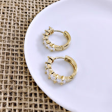 Load image into Gallery viewer, Square diamond zirconia hoop earrings
