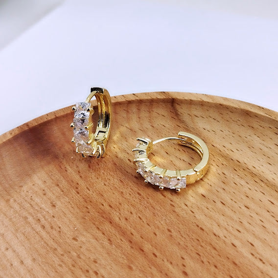 Square diamond zirconia hoop earrings