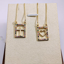 Load image into Gallery viewer, Colorful cz heart and cross scapular necklace
