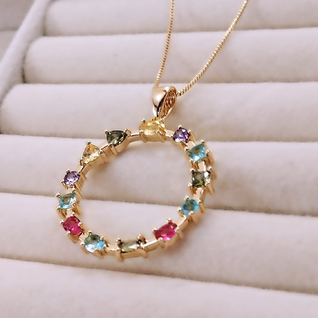 Colorful Zirconias Mandala Necklace
