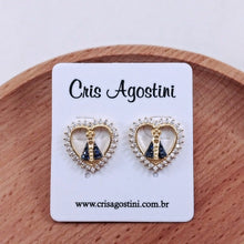 Load image into Gallery viewer, Our Lady of Aparecida Heart Zirconias Earring
