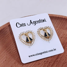 Load image into Gallery viewer, Our Lady of Aparecida Heart Zirconias Earring
