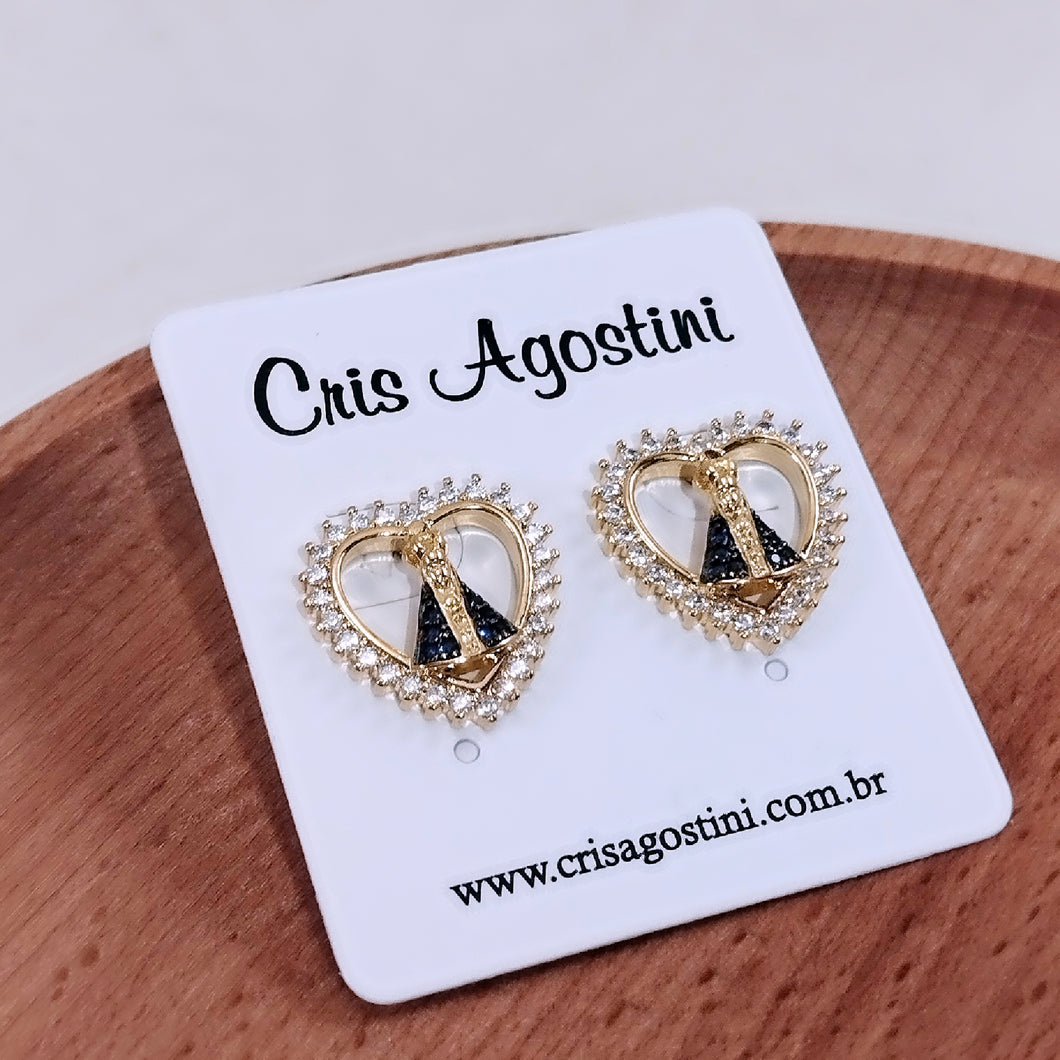 Our Lady of Aparecida Heart Zirconias Earring