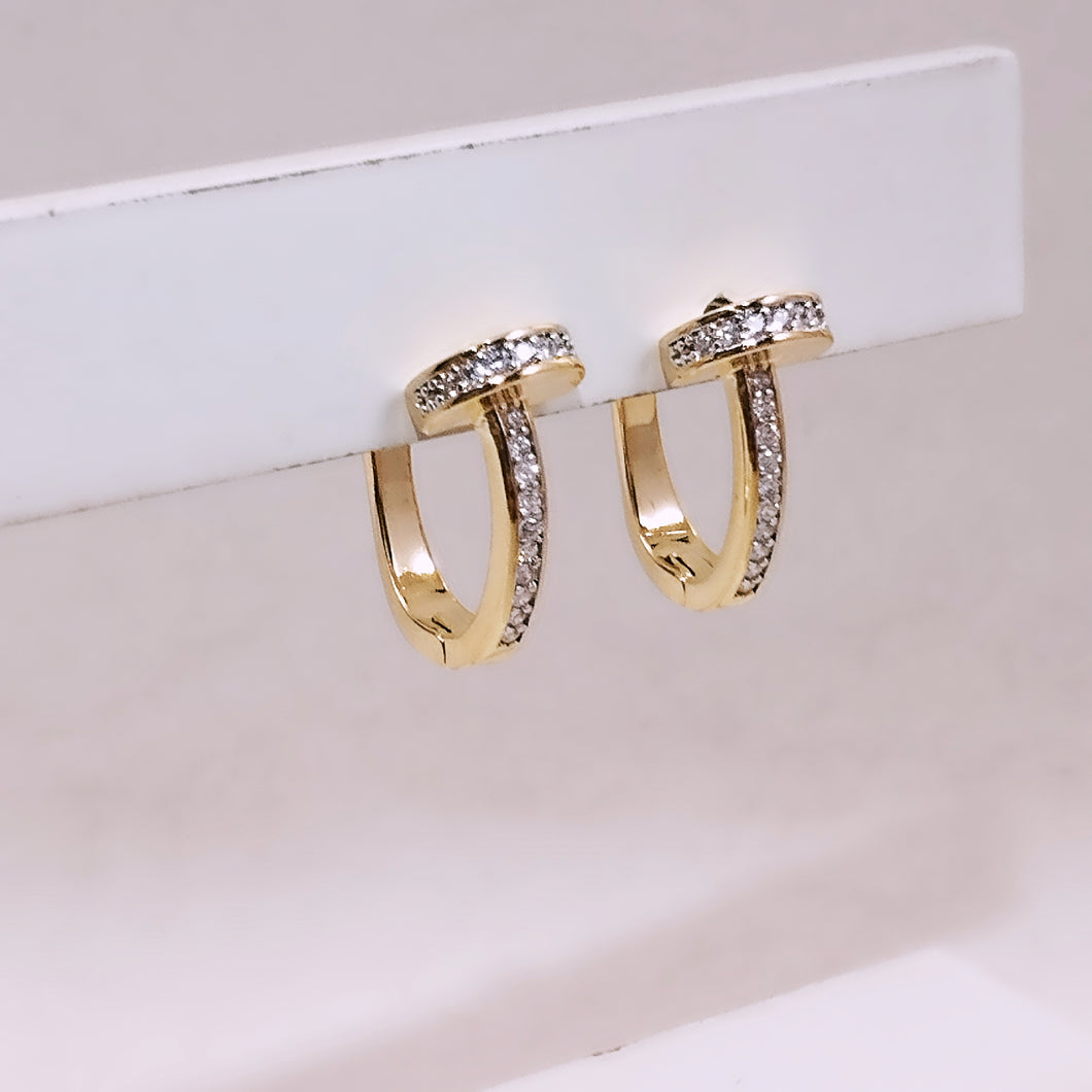 Nail cz studded design earrings