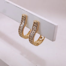 Load image into Gallery viewer, Flat cz  hoop raised in front earrings
