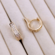 Load image into Gallery viewer, Flat cz  hoop raised in front earrings
