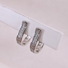 Load image into Gallery viewer, Flat cz  hoop raised in front earrings
