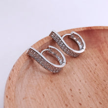 Load image into Gallery viewer, Flat cz  hoop raised in front earrings
