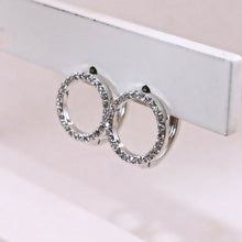 Load image into Gallery viewer, Small circle cz in front hoop earrings
