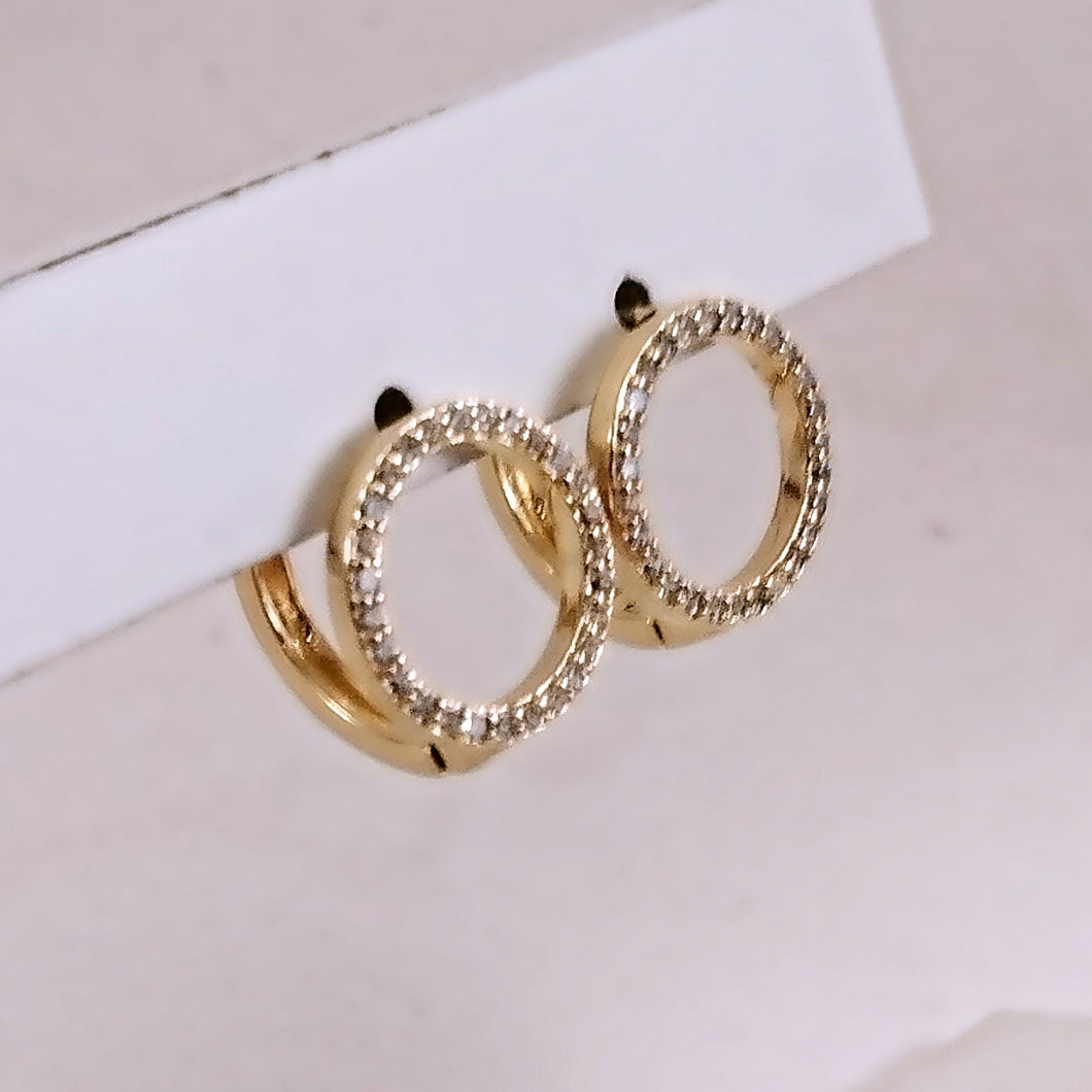 Small circle cz in front hoop earrings