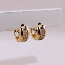 Load image into Gallery viewer, Mini Cz in the midlle hoop basic earrings
