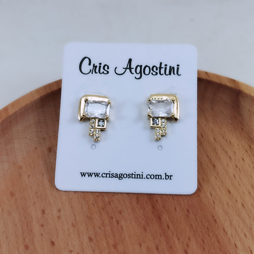 Key square cz earrings