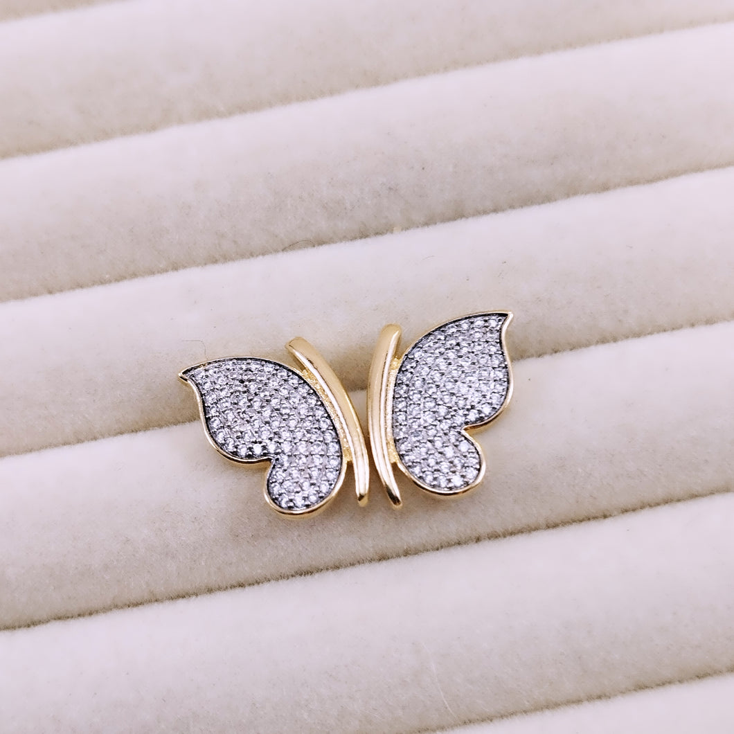 Studded cz butterfly different sides earrings