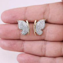 Load image into Gallery viewer, Studded cz butterfly different sides earrings
