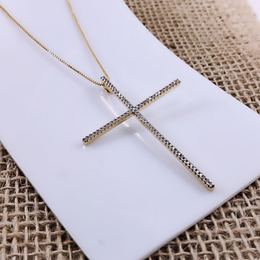 Thin micro cz cross Necklace