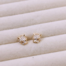 Load image into Gallery viewer, Small tiger earrings studded cz
