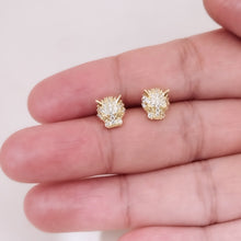 Load image into Gallery viewer, Small tiger earrings studded cz
