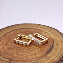 Load image into Gallery viewer, Rectangular hoop cz earrings
