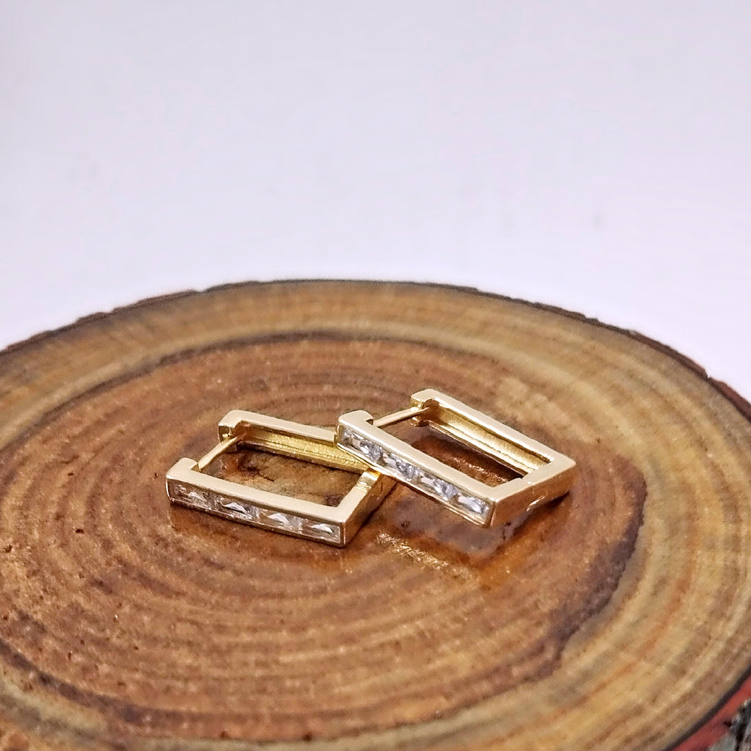 Rectangular hoop cz earrings