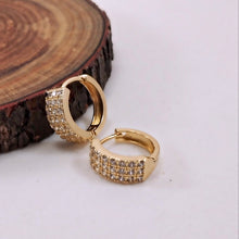 Load image into Gallery viewer, Medium hoop 3 rows cz earrings
