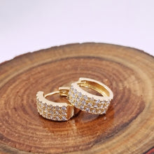 Load image into Gallery viewer, Medium hoop 3 rows cz earrings
