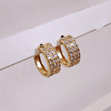 Load image into Gallery viewer, Medium hoop 3 rows cz earrings
