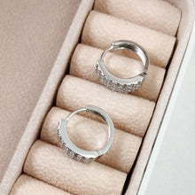 Load image into Gallery viewer, Medium hoop 3 rows cz earrings
