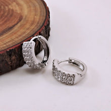 Load image into Gallery viewer, Medium hoop 3 rows cz earrings
