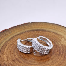 Load image into Gallery viewer, Medium hoop 3 rows cz earrings
