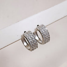 Load image into Gallery viewer, Medium hoop 3 rows cz earrings
