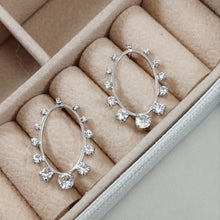 Load image into Gallery viewer, Oval in front cz earrings
