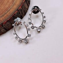 Load image into Gallery viewer, Oval in front cz earrings
