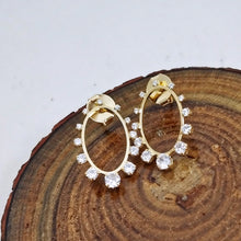 Load image into Gallery viewer, Oval in front cz earrings
