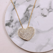 Load image into Gallery viewer, Heart cz with heart details on the side necklace
