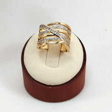 Load image into Gallery viewer, Wide ring with hollow stripes cz
