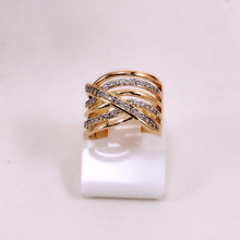 Load image into Gallery viewer, Wide ring with hollow stripes cz
