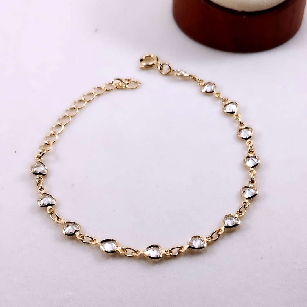 Crystal small cz heart bracelet