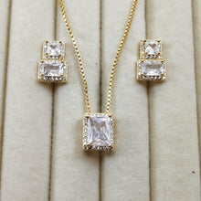 Load image into Gallery viewer, Rectangle double earrings princess set
